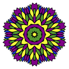 Pattern of mandala. Vector illustration. Modern Decorative floral color mandala. Decorative Cicle ornament. Floral design. Anti-stress therapy pattern.