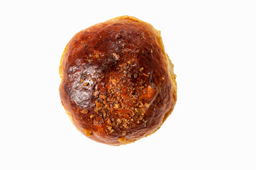 calorie bun with walnuts isolated