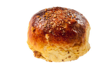 calorie bun with walnuts on white