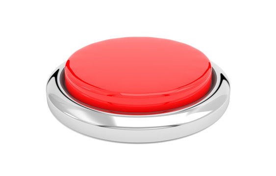 Red push button. Alert element. 3d render illustration