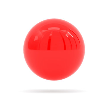 Red ball. Shiny sphere on white background. 3d render illustration