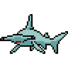 Fototapeta premium vector pixel art hammerhead shark