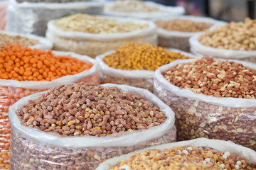 Asian market. Turkey, Istanbul, Spice Bazaar, turkish Eastern bazaar. East muzchina sells dried fruit
