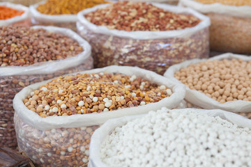 Asian market. Turkey, Istanbul, Spice Bazaar. Sale of nuts and seeds