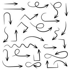 Black arrows. Set of hand drawn icons