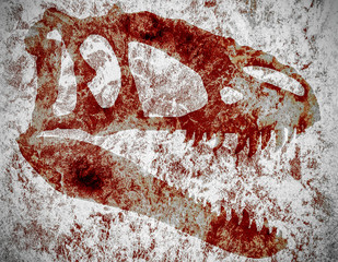 Bloody skull of tyrannosaur © Victoria Schaal