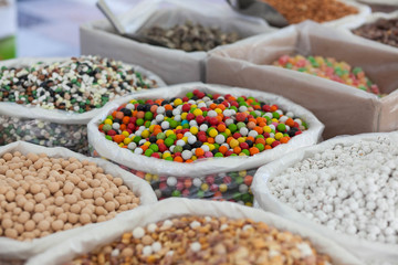 Asian market. Turkey, Istanbul, Spice Bazaar, turkish Eastern bazaar. Dried fruits for sale
