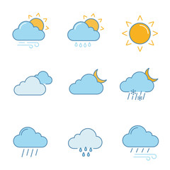 Weather forecast color icons set