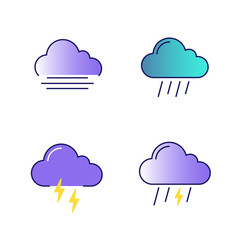 Weather forecast color icons set