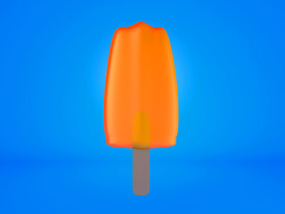 3D rendered illustration of Orange ice cream on a stick.