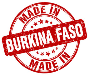 made in Burkina Faso red grunge round stamp