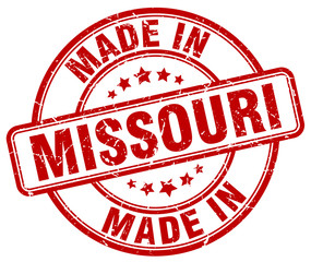 made in Missouri red grunge round stamp