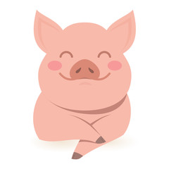 Funny little pig, chinese symbol of the year 2019. Vector