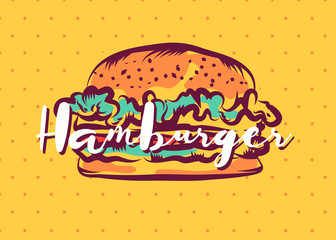 Hamburger poster with cool design. Vector illustration