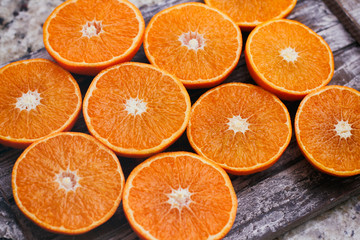 Halves of citrus background. Cut fresh fruits. 