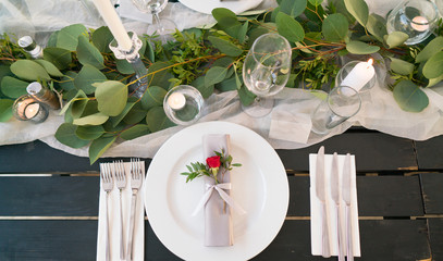 wedding table served in a rustic style