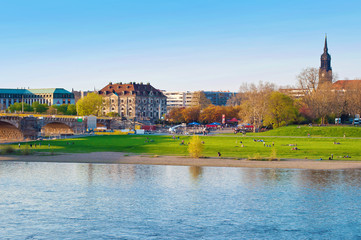 Riverbank of Elbe river in Dresden