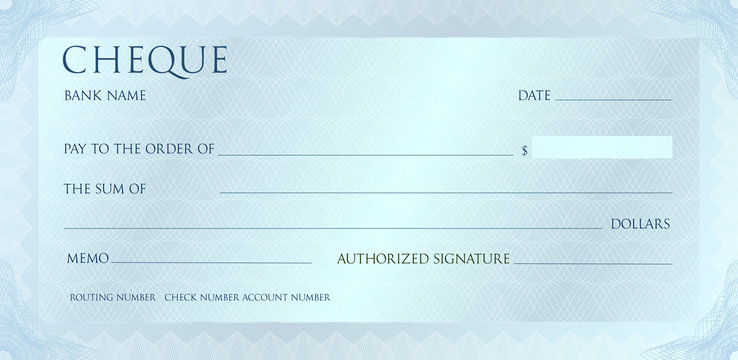 Luxury Silvet Cheque Template With Vintage Guilloche. Check With Abstract Watermark, Border. Metallic Background For Banknote, Money Design, Bank Note, Voucher, Gift Certificate, Coupon, Currency