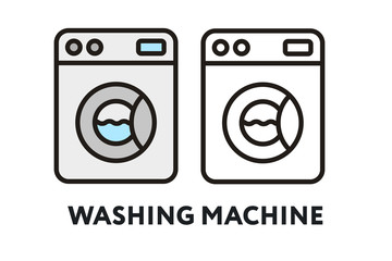 Washing Machine Laundry Vector Flat Line Stroke Icon