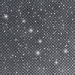 Sparks glitter special light effect. Vector sparkles on transparent background. Christmas abstract pattern. Sparkling magic dust particles.