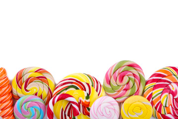 Fototapeta na wymiar Colorful lollipops isolated on white background. Studio shot