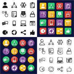 Survey or Poll Icons All in One Icons Black & White Color Flat Design Freehand Set