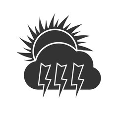 Sunny day thunderstorm weather Dark Icon on white background