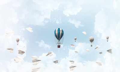 Fototapeta na wymiar Flying hot air balloons in the air.