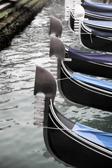 Details of gondolas on Grand canal in Venice, Italy