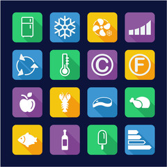 Refrigerator or Cooler Icons Flat Design 
