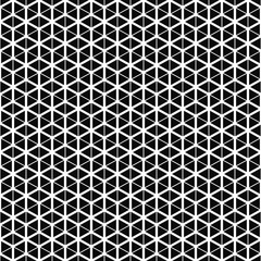 Naklejka premium Vector seamless pattern. Cube grid texture. Black-and-white background. Monochrome line design. Vector EPS 10