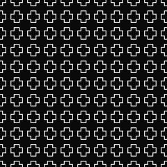 Vector seamless geometric pattern. Texture of cross outline shapes. Black-and-white background. Monochrome design. Vector EPS 10