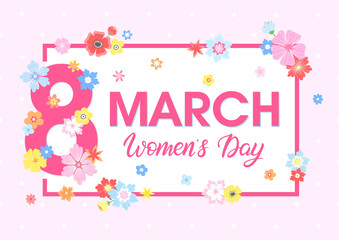 Women`s Day typography - hand painted lettering with different flowers and floral elements.Seasons greetings card perfect for prints,flyers,posters,holiday invitations and more.Vector 8 march card.
