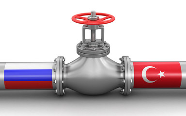 Pipeline with flags. Image with clipping path