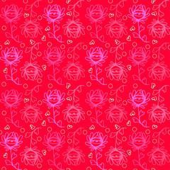 colorful flowers with white hearts on a pink color