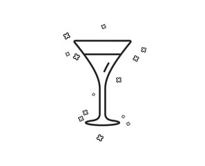 Martini glass line icon. Wine glass sign. Geometric shapes. Random cross elements. Linear Martini glass icon design. Vector