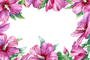 Floral Frame with Hibiscus Pink Flower