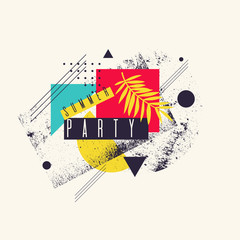 Modern abstract geometric background with flat style. Vector party poster