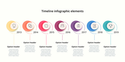 Linear business star timeline workflow infographics. Corporate milestones graphic elements. Company presentation slide template with year periods. Modern vector history time line design.