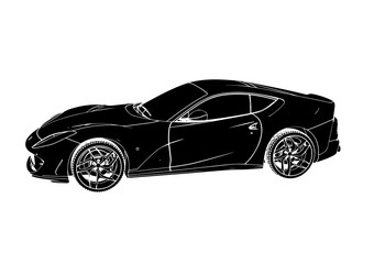 Obraz na płótnie Canvas vector sport car silhouette with white lines