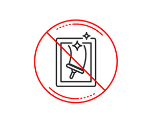 No or stop sign. Window cleaning line icon. Washing service symbol. Housekeeping equipment sign. Caution prohibited ban stop symbol. No  icon design.  Vector