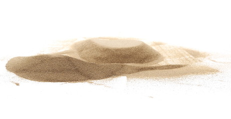 Desert sand pile, dune isolated on white background and texture, with clipping path