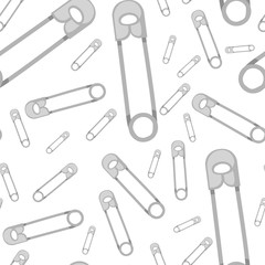 Metal paper clips seamless pattern. Flat vector illustration on white background