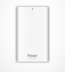 Illustration shows vector realistic white power bank