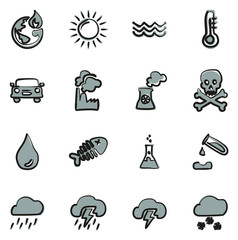 Global Warming Icons Freehand 2 Color
