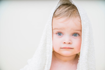 
little baby boy with bath towel

