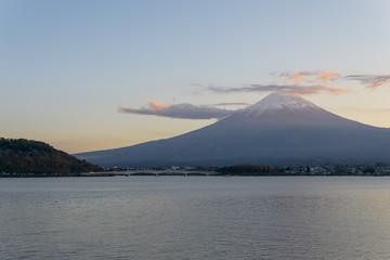 Clear summit of Mount Fuji during sunset