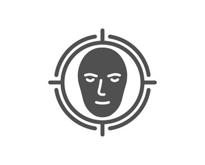 Face detect target icon. Head recognition sign. Identification symbol. Quality design element. Classic style icon. Vector