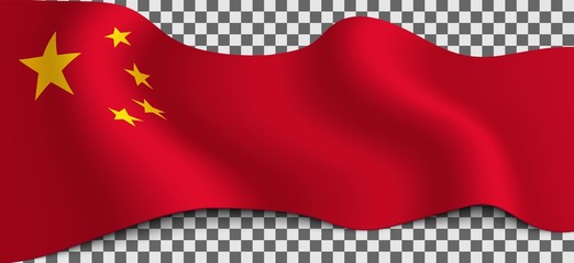 Vector Long Chinese flag on transparent background