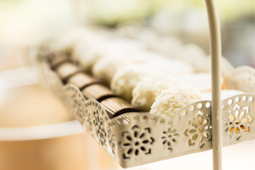 exhibition with a variety of cakes, desserts and chocolates